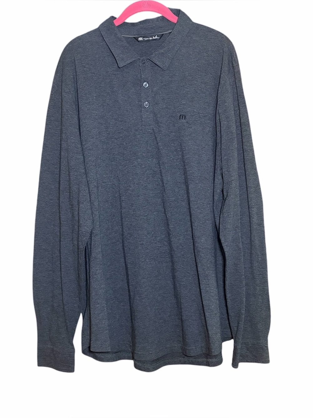 Travis Mathew Polo Shirt Mens 2XL Gray Long Sleeve Golf Performance Knit Top